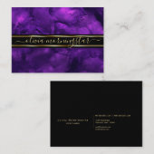 Vibrant Royal Purple Abstract Watercolor 名刺 (正面/裏面)
