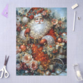 Vibrant Rustic Floral Vintage Santa Decoupage  薄葉紙 (クラフト)