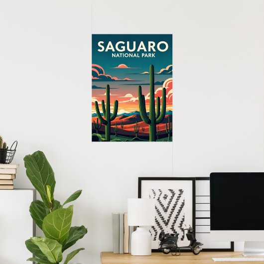 Vibrant saguaro National Park ポスター (ホームオフィス)
