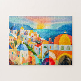 Vibrant Santorini with Colorful Domes ジグソーパズル