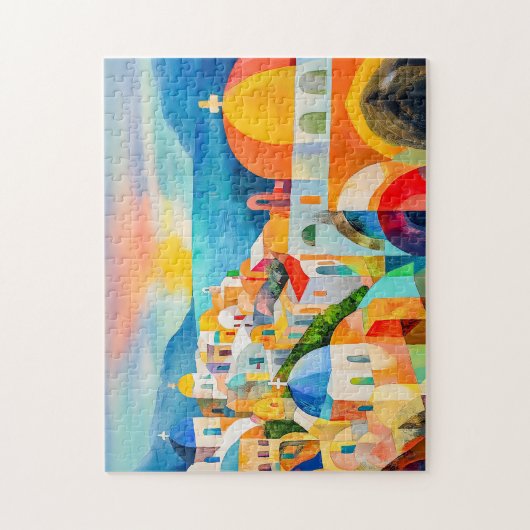 Vibrant Santorini with Colorful Domes ジグソーパズル (縦)