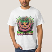 Vibrant Scary Pumpkin Pop Art Tシャツ (正面)