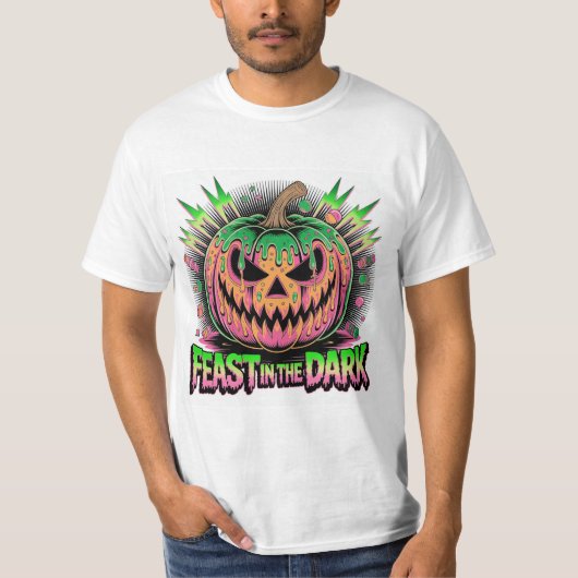 Vibrant Scary Pumpkin Pop Art Tシャツ (正面)