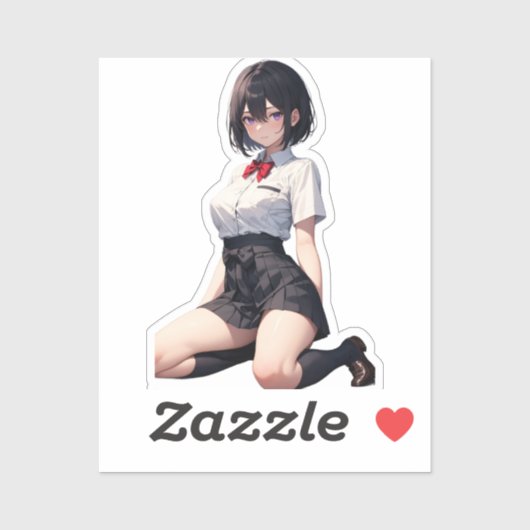 Vibrant Schoolgirl Anime Art Scene シール (シート)