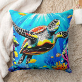 Vibrant Sea Turtle Dreamscape クッション (ブランケット)