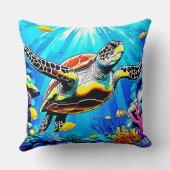 Vibrant Sea Turtle Dreamscape クッション (裏面)