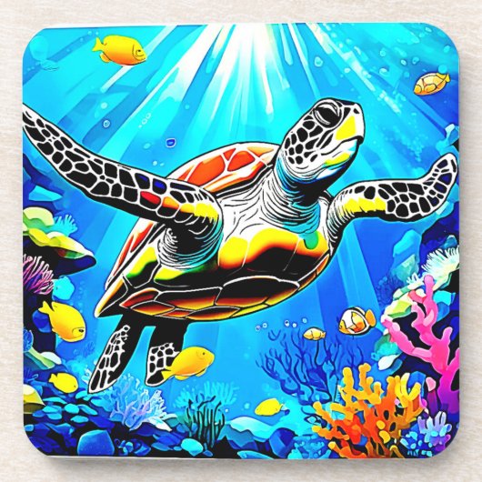 Vibrant Sea Turtle Dreamscape コースター (正面)