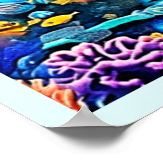 Vibrant Sea Turtle Reef Art ポスター (角)