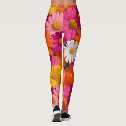 Vibrant Seamless Daisy Floral Pattern レギンス (裏面)
