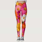 Vibrant Seamless Daisy Floral Pattern レギンス (正面)