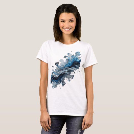 Vibrant Silver WATER FLOW Statement Tee Tシャツ (正面フル)