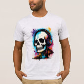 Vibrant Skull in Headphones – Graffiti Splash Art Tシャツ (正面)