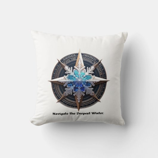 Vibrant Snowflake T-Shirt, Compass Metallic Art クッション (正面)