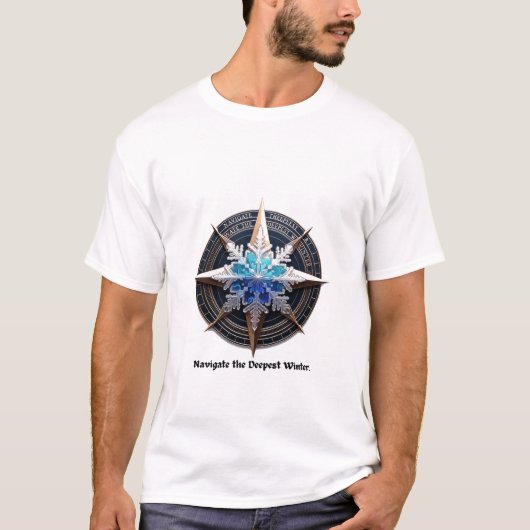 Vibrant Snowflake T-Shirt, Compass Metallic Art Tシャツ (正面)