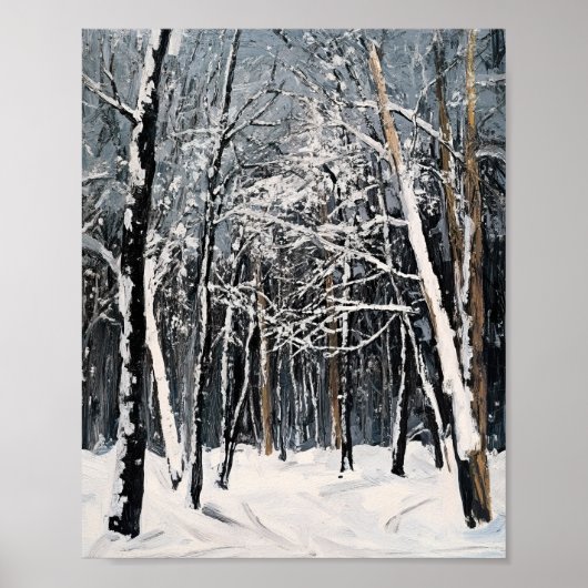 Vibrant Snowy Forest Winter Scene Poster Wall Art ポスター (正面)