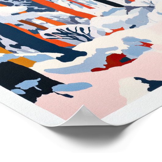 Vibrant Snowy Forest Winter Scene Poster Wall Art ポスター (角)