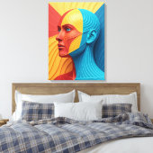 Vibrant Soul Colorful Abstract Face キャンバスプリント (インサイチュ (寝室))