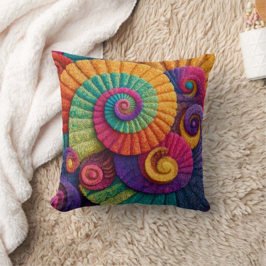Vibrant Spiral Abstract Patterns クッション (ブランケット)