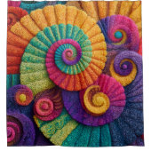 Vibrant Spiral Abstract Patterns シャワーカーテン (正面)