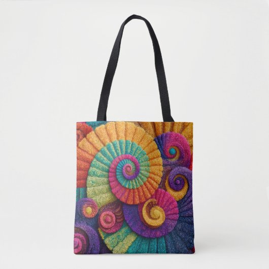 Vibrant Spiral Abstract Patterns トートバッグ (正面)