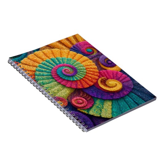 Vibrant Spiral Abstract Patterns ノートブック (右側)