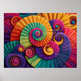 Vibrant Spiral Abstract Patterns ポスター