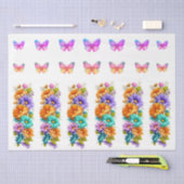 Vibrant Spring Flowers & Butterflies Decoupage 薄葉紙 (クラフト)