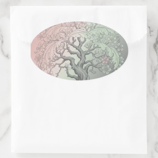 Vibrant Spring Tree Custom - Blossoming Floral 楕円形シール (バッグ)