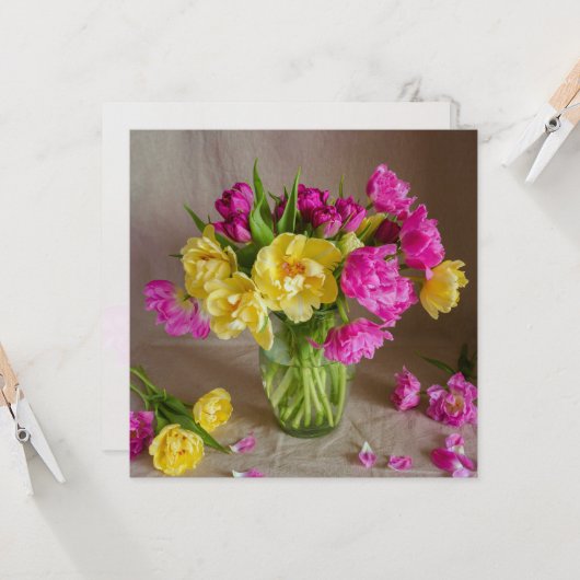 Vibrant spring tulips, greeting カード (正面/裏面インサイチュ)