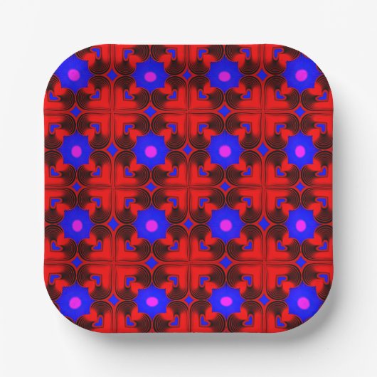 Vibrant Square Paper Plate Digital Design – Perfec ペーパープレート (正面)