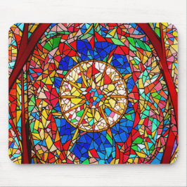 Vibrant Stained Glass Abstract Art マウスパッド