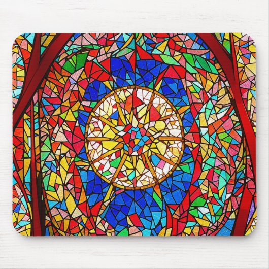 Vibrant Stained Glass Abstract Art マウスパッド (正面)