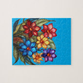 Vibrant Stained Glass Floral Bouquet Illustration ジグソーパズル (横)