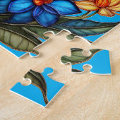 Vibrant Stained Glass Floral Bouquet Illustration ジグソーパズル (側面)