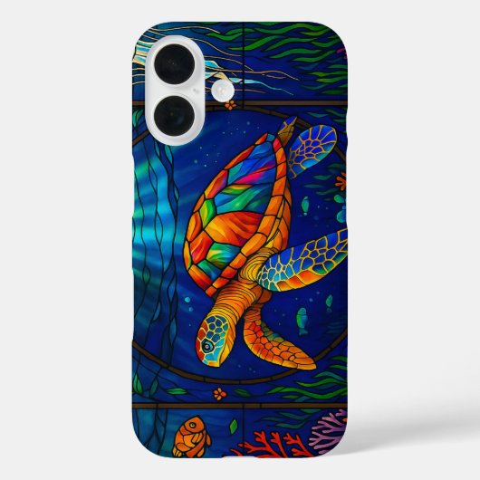 Vibrant Stained Glass Sea Turtle Ocean Design Case-Mate iPhoneケース (裏面)