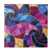 Vibrant Stained Glass Swirl Mosaic タイル (正面)