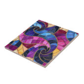 Vibrant Stained Glass Swirl Mosaic タイル (側面)