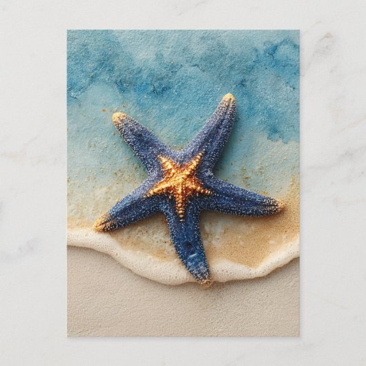 Vibrant Starfish on Sandy Beach ポストカード (正面)
