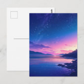 Vibrant Starry Night Coastal Sunset ポストカード (正面/裏面)