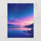 Vibrant Starry Night Coastal Sunset ポストカード (正面)