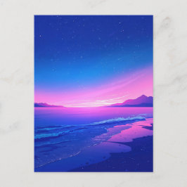 Vibrant Starry Night Pink Beach ポストカード