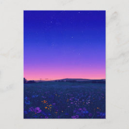 Vibrant Starry Night Wildflower Meadow ポストカード