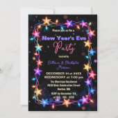 Vibrant Starry String Lights New Year's Eve Party 招待状 (正面)