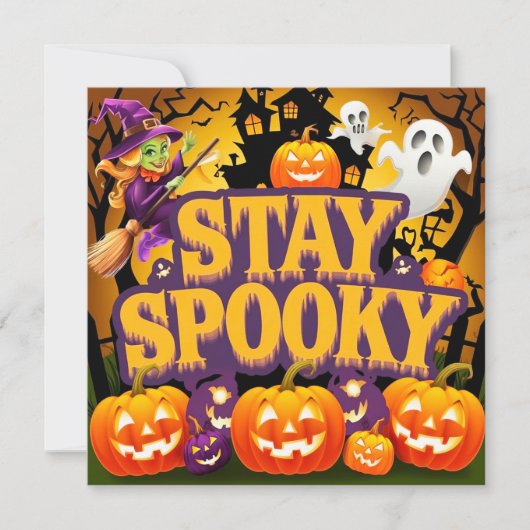 Vibrant Stay Spooky halloween 招待状 (正面)