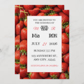 Vibrant Strawberry Pattern Summer 招待状 (正面/裏面)