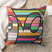 Vibrant Striped Abstract with Bold Black Swirls クッション (ブランケット)