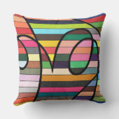 Vibrant Striped Abstract with Bold Black Swirls クッション (裏面)