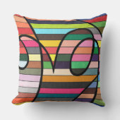 Vibrant Striped Abstract with Bold Black Swirls クッション (正面)