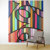 Vibrant Striped Abstract with Bold Black Swirls タペストリー (インサイチュ)