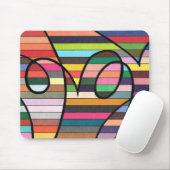 Vibrant Striped Abstract with Bold Black Swirls マウスパッド (マウス)